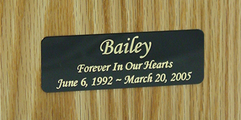 Pet Urn Engraved Plate on Natural Colored Oak